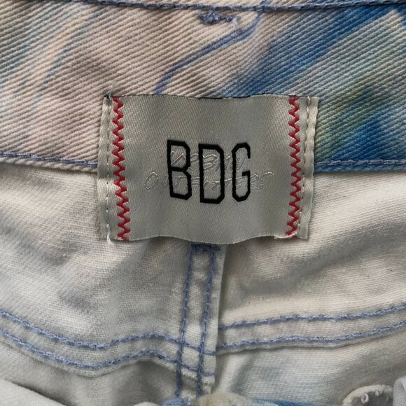 BDG Womens Jeans Size 32 Flare Leg Y2K Blue Marble Print Casual High Rise Hippie - Picture 3 of 16